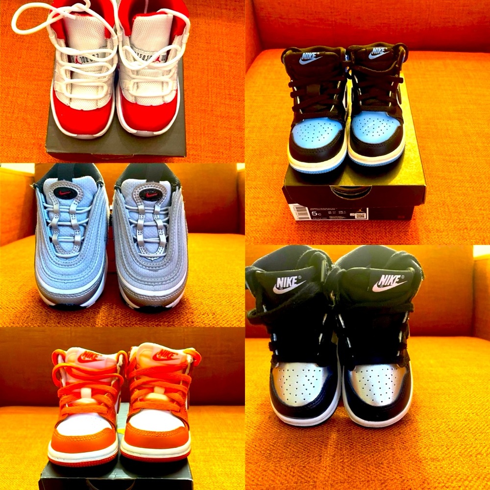 All five pair of sneakers jordans and air max great condition!!! Package deal